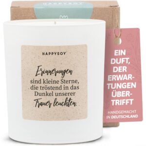 Geschenk Trauer Sojawachs Weiß - Handgemachte Duftkerze mit Spruch - Trost Geschenke, Trauergeschenk, Trauerkerze - für