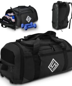 Sporttasche Herren - 46L Nassfischbar Gym Bag mit Schuhfach für Sport & Fitness Schwarz Sporttasche Herren - 46L Reise
