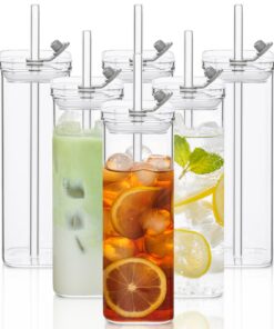 KEMORELA 6er Sparbox Set quadratische Trinkgläser, 500 ml Klar Glas Becher, zum COCKTAILS und COFFEE, Carbonfree Certifi
