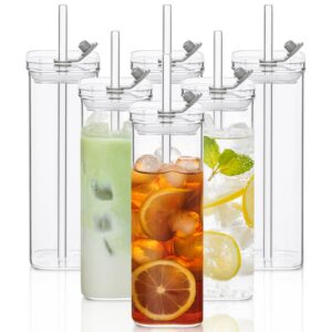 KEMORELA 6er Sparbox Set quadratische Trinkgläser, 500 ml Klar Glas Becher, zum COCKTAILS und COFFEE, Carbonfree Certifi