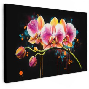 MuchoWow© Groß Bild auf Leinwand Schlafzimmer Deko - Graffiti - Bunt - Blumen - Abstrakt