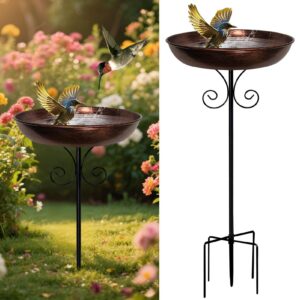 Kaezuy Winterfest Wassertränke Stehend Garten, Metall Vogelbad 81cm x ∅23,8cm, Vogelfutterspender für draußen (C(81*Φ23,
