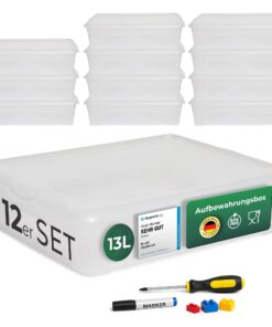 Novaliv 12x-transparente Aufbewahrungsboxen für Lebensmittel 41x34x10 cm BPA-frei mit Deckel
