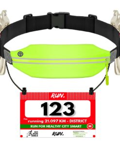 Vicloon Running Waistpack Belt Schwarz undGrün, leicht und multifunktional für Marathonläufe | Triathlon Startnummernba