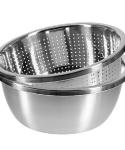 GRÄWE Seiher und Schüssel Set für Küche, Edelstahl, 28 cm, 2-teilig, praktisch und robust