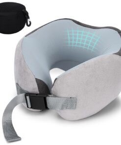 Euqvunn Fluggönner-Nackenkissen Memory Foam, Weich & Verstellbar & Kompakt, Ergonomisches Reise-Nackenkissen für Erwachs