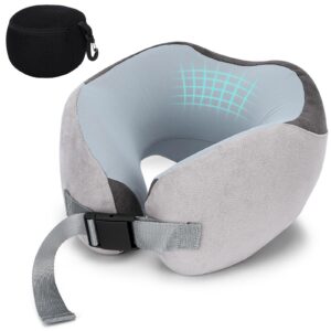 Euqvunn Fluggönner-Nackenkissen Memory Foam, Weich & Verstellbar & Kompakt, Ergonomisches Reise-Nackenkissen für Erwachs