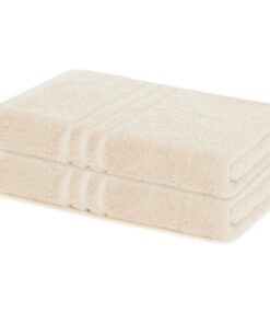 Lavea® Premium Dusch-Handtuch Set/Badetücher Set weich & saugfähig 100% Baumwolle Creme | Lavea® 2er Set Duschtuch Elen