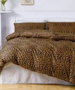 Luofanfei Bettwäsche Leo Microfaser Braun Gelb Gold Leopardenmuster Zweiseitig 135x200 Set Für Männer & Jugendliche Bett