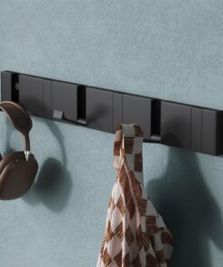 Mai & Mai Schwarz Wandhaken mit 6 klappbaren Haken 45,5cm für Garderobe Aluminium Wandgarderobe Trends