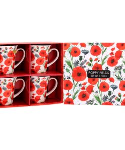 Die Leonardo Collection Finola Stack Mohnblumen-Kaffeetassen, 2er-Set, stilvolles Geschirr für jeden Anlass, perfectes G