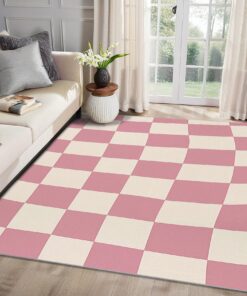 MMYAOKEN Schachbrettteppich Wohnzimmer, Weich rutschfest Waschbar, Ideal für Kinderzimmer und Schlafzimmer, Dekorativ Ka