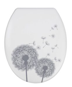 WENKO WC-Sitz Astera, antibakterielles Duroplast, Toilettensitz mit Absenkautomatik, 38 x 45 cm, Weiß/Grau WENKO WC-Si