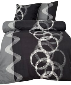 Leonardo Vicenti Winter Thermo Bettwäsche grau gestreift, 200x220 cm, 3teilig warm Schlafzimmer Garnitur Set OEKO-TEX