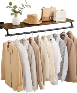 SONGMICS Wandgarderobe, für Schlafzimmer und Ankleidezimmer, vintagebraun-tintenschwarz HSR135B01