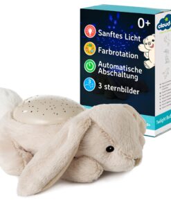 Cloud b Beruhigendes Nachtlicht für Kinder Sternenprojektor | Tier-Nachtlicht Hase & 3 Farben | Automatische Abschaltfun