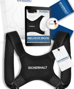 Sicherhalt® - Innovativer Rücken Geradehalter - Premium Haltungskorrektur - Gesunde Körperhaltung mit Fitnessband und E-