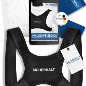Sicherhalt® - Innovativer Rücken Geradehalter - Premium Haltungskorrektur - Gesunde Körperhaltung mit Fitnessband und E-