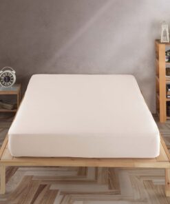 Vency Premium Jersey Spannbettlaken 180x200cm Beige - Bettlaken 100% Baumwolle für Spannbetten, perfekt für Familien -Co