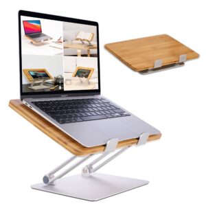 HENEZ Laptop Ständer Holz hochstellbar - Notebook für Mac - Erhöhung für Schreibtisch - Laptop Halterung