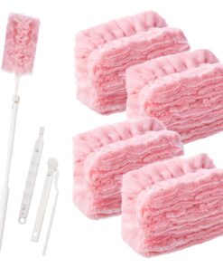 Swiffer 360° Staubmagnet Nachfüllpack (46 Stück, Rosa) - Mit Griff für Spannbestückung, Beidseitig Staubwedel, für Allta