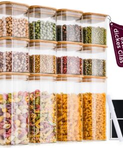 Premium Eckige Vorratsgläser [400 & 920 ml] Luftdicht mit Holzdeckel Extra Robust