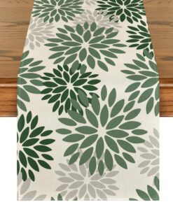 Artoid Mode Blumen Wald Grün Dahlien Sommer Tischläufer für die Küche - Saisonale Tischdekor 40x140 cm OECD-TEX STANDARD