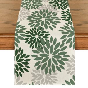 Artoid Mode Blumen Wald Grün Dahlien Sommer Tischläufer für die Küche - Saisonale Tischdekor 40x140 cm OECD-TEX STANDARD