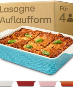 Keramische Auflaufform Groß - Für Lasagne & Tiramisu - Eckig, Antihaftbeschichtet - 18x18x10 cm - Top Kuchengar thunkabl