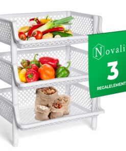Novaliv Weißes Korbregal Stapelbar & Erweiterbar Vorratsraumordnungssystem