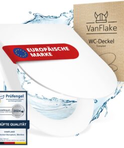 VanFlake Toilettendeckel D-Form Slim - Antibakterielle Klobrille mit Absenkautomatik & Schnellverschluss