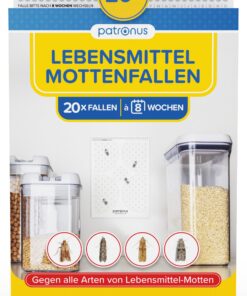 Lebensmittelmotten-Falle Patronus [20 Stück] - Hochleistungsfähige Pheromonfalle für Befallsermittlung - Lockwirkung geg