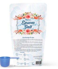 PLANTAWA Epsom Salz 1KG | Schäumendes Magnesium Badsalz für Muskelentspannung | Natürliche Aromaverlauf für einen erhols