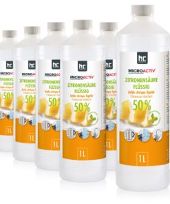 MICROACTIV Zitronensäure flüssig 6x1L - Kraftvoller Entkalker - ideal für Haushalt und Dusche - biologisch abbaubar