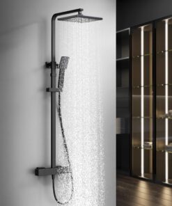 HOMELODY Duschsystem Thermostat Schwarz Edelstahl Duscharmatur | HOMELODY Regendusche Duscharmatur Armatur Verstellbare