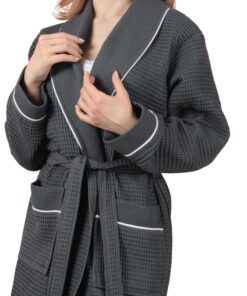 Betully Unisex Bademantel 100% Baumwolle Frottee für Damen & Herren Lang Sauna Morgenmantel
