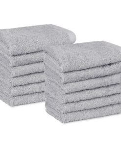 Amazon Basics Waschlappen 100% Baumwolle – Extra saugfähig & schnelltrocknend, 30 x 30 cm, 12er-Pack, Grau