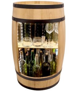 Weeco Schränk LED Rustikal Bartisch Holzfass 82cm Vintage deko Hausbar - Weinfass Geschenk für Mann