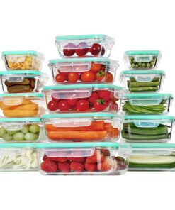 Vtopmart 15 Stück Glas Meal Prep Boxen mit Auslaufsicherem Deckel - Mikrowellen-, Gefrier- & Spülmaschinenfest