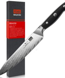 SHAN ZU Allzweckmesser Damastmesser 15cm, scharfe Klinge & hochwertiger Damaskus Stahl für Küche, Geschenkbox incl.