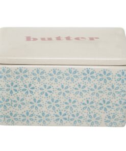 Bloomingville Butterdose Patrizia, Blau, Steingut, geeignet für die Whole30 Diets,ideal zur Servierung von Butter und Sc