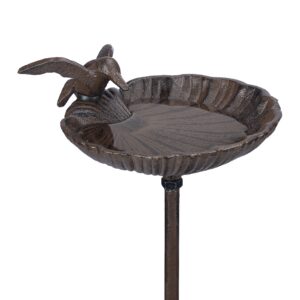 Relaxdays Wasserschale zum Stecken, frostsicher, Gartenstecker, 100 cm hoch, Gusseisen, braun Relaxdays Wasserschale z