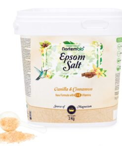 Nortembio Epsom Salz 100% Düfte Vanille & Zimt 3 kg - Natürliche Magnesiumquelle für Entspannungsbäder & Hautpflege + Ko