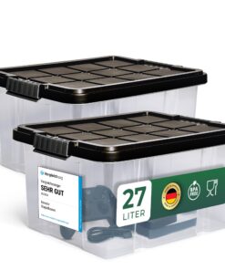 Novaliv Stapelbare Storage Boxes 2x 27L BPA-frei Anthrazit Nestbar
