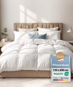 Beautissu Winterdecke Federbettdecke 135x200 cm – Made in Germany – Oeko-Tex Zertifiziert – Baumwollbezug – Downpass & N