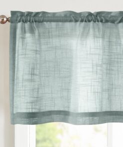 Vangao Halbtransparente Blaugrau Voile Scheibengardinen 130Bx40Hcm Modern Küche & Wohnzimmer OEKO-TEX