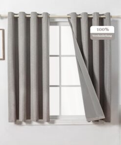 MYSKY HOME Hitzeschutz Vorhänge Wohnzimmer Blickdichte Verdunkelungsvorhang mit Ösen 2er Set 160x140 cm OEKO-TEX STANDAR