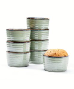 Porzellan Soufflé Förmchen Grün 8er Set 240ml Backofenfest für Creme Brûlée Muffins Cupcakes