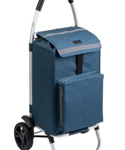 Meister Einkaufstrolley 54+5L Blau – Klappbarer Roller mit großen Reifen & Kühlfach