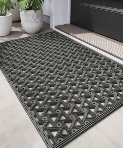 DEXI=strlei Fußmatte für den Außeneingang, Gummi, strapazierfähig, rutschfest, Schmutzfangmatte, wasserdicht, 48,3 x 76,